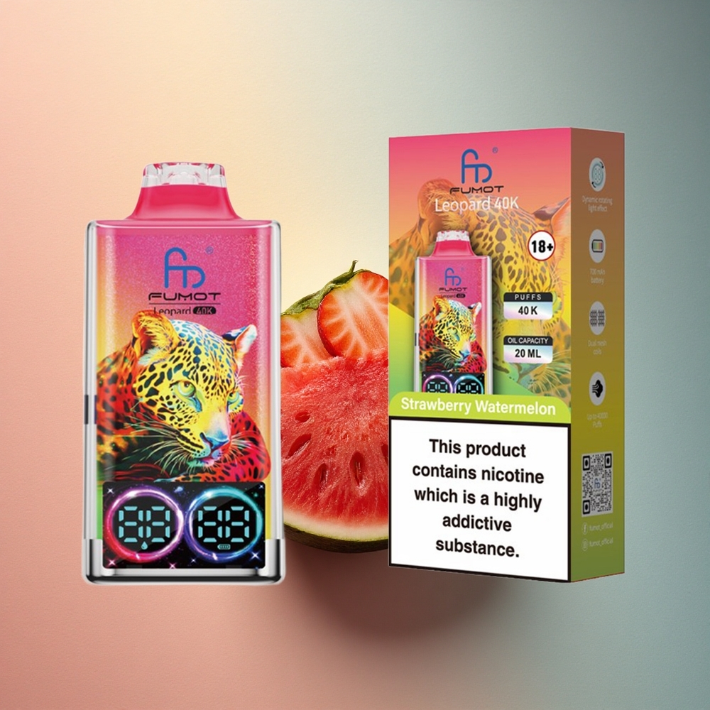 Fumot Leopard 40K Puffs Maasika-Arbuusi 5% Nikotiiniga 700mAh Dual Mesh