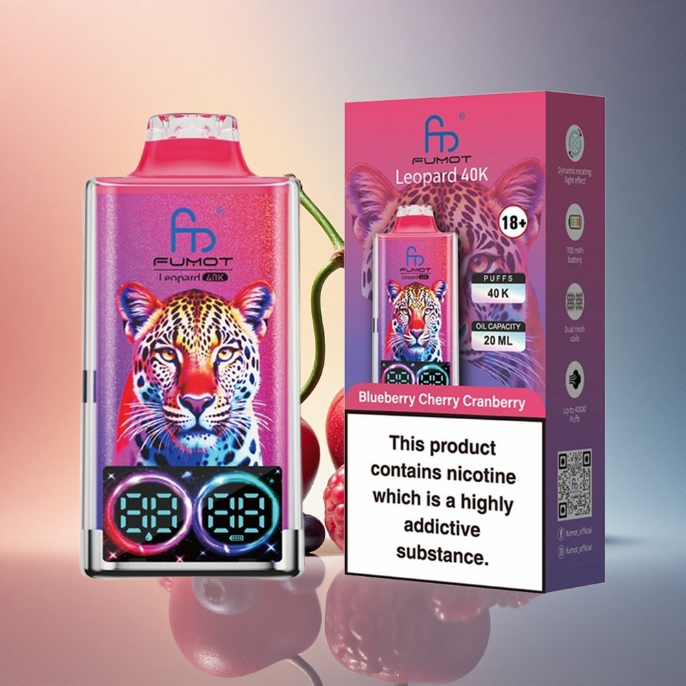 Fumot Leopard 40K Puffs Mustikas Kirss Jõhvits 5% Nikotiini 700mAh Topeltvõrk