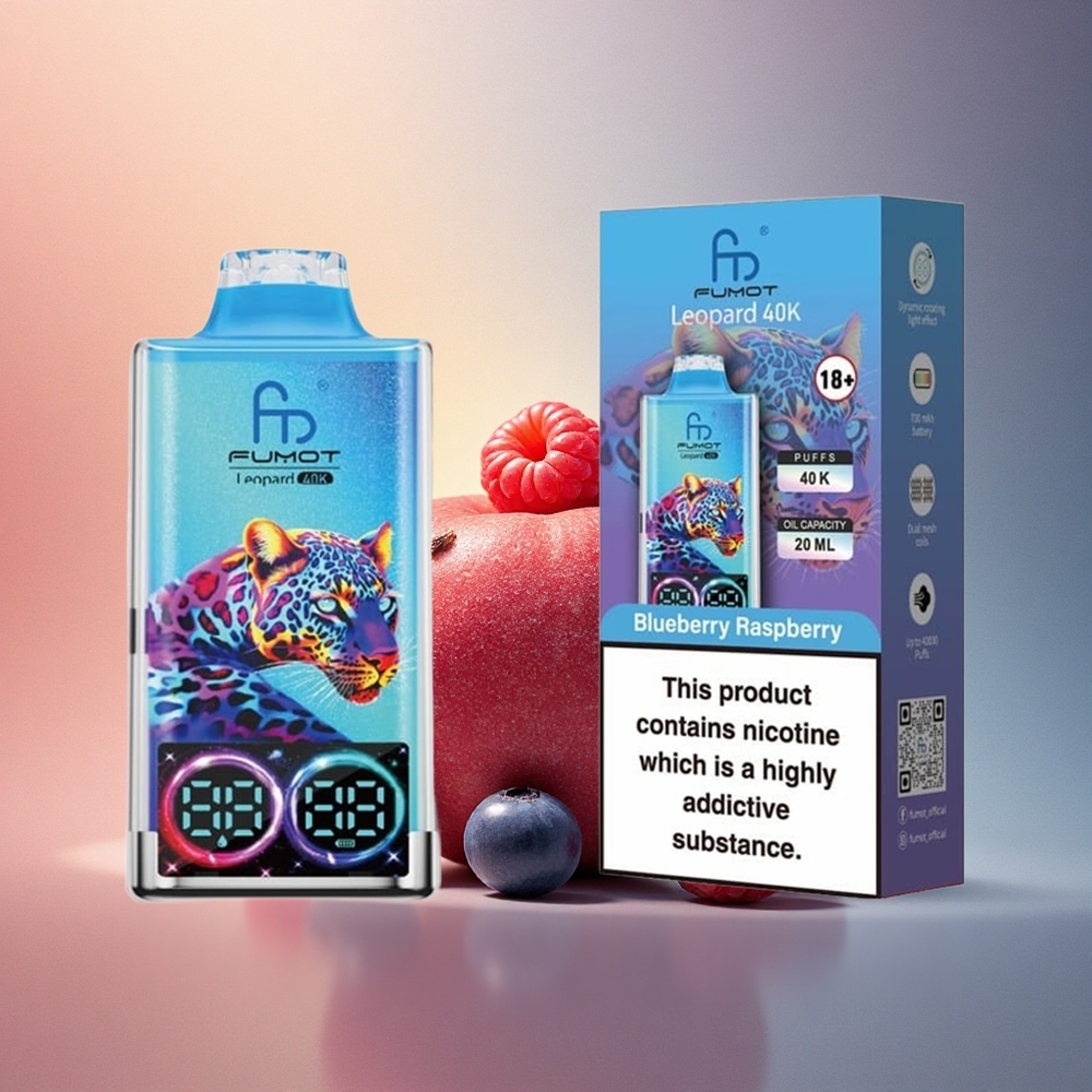 Fumot Leopard 40K Puffs Mustikas Vaarikas 5% Nikotiini 700mAh Dual Mesh