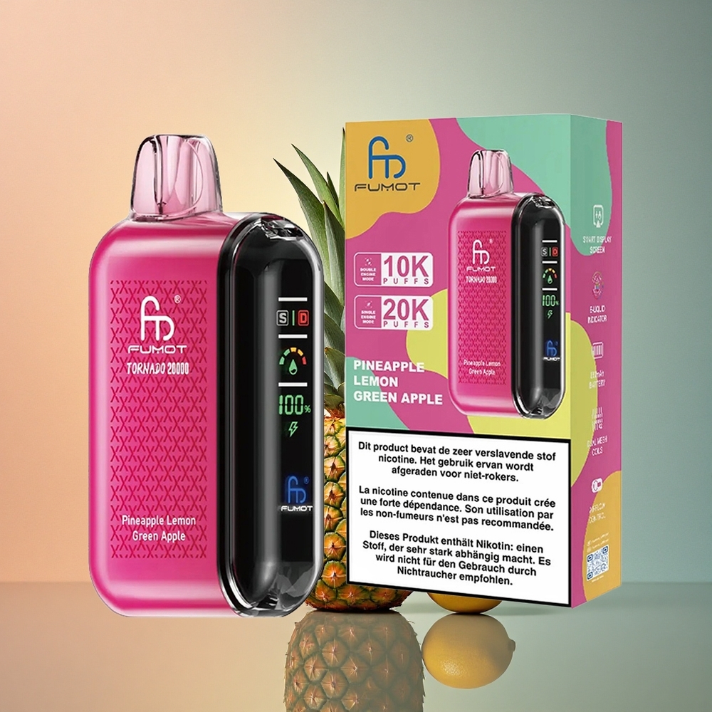 Fumot Tornado 20000 Puffs Ananass Sidrun Roheline Õun Dual Mesh Coil 850mAh