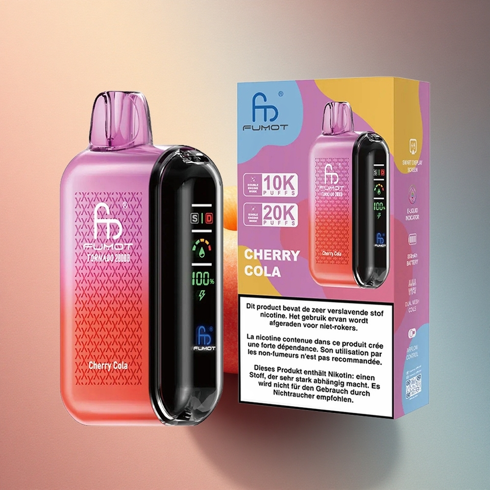 Fumot Tornado 20000 Puffs Kirsi-koola Dual Mesh Patarei 850mAh