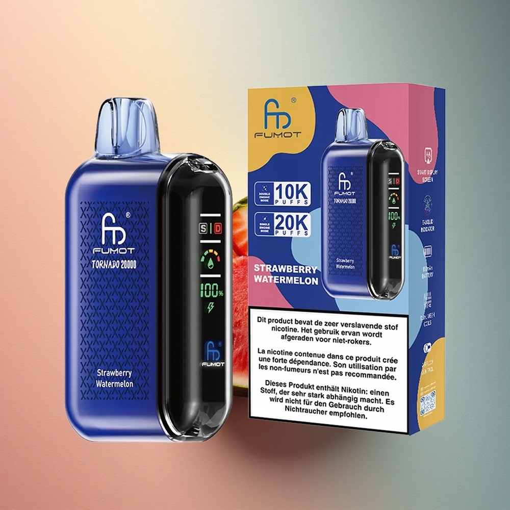 Fumot Tornado 20000 Puffs Maasika-Arbuusi Dual Mesh Coil 850mAh 2% nikotiini