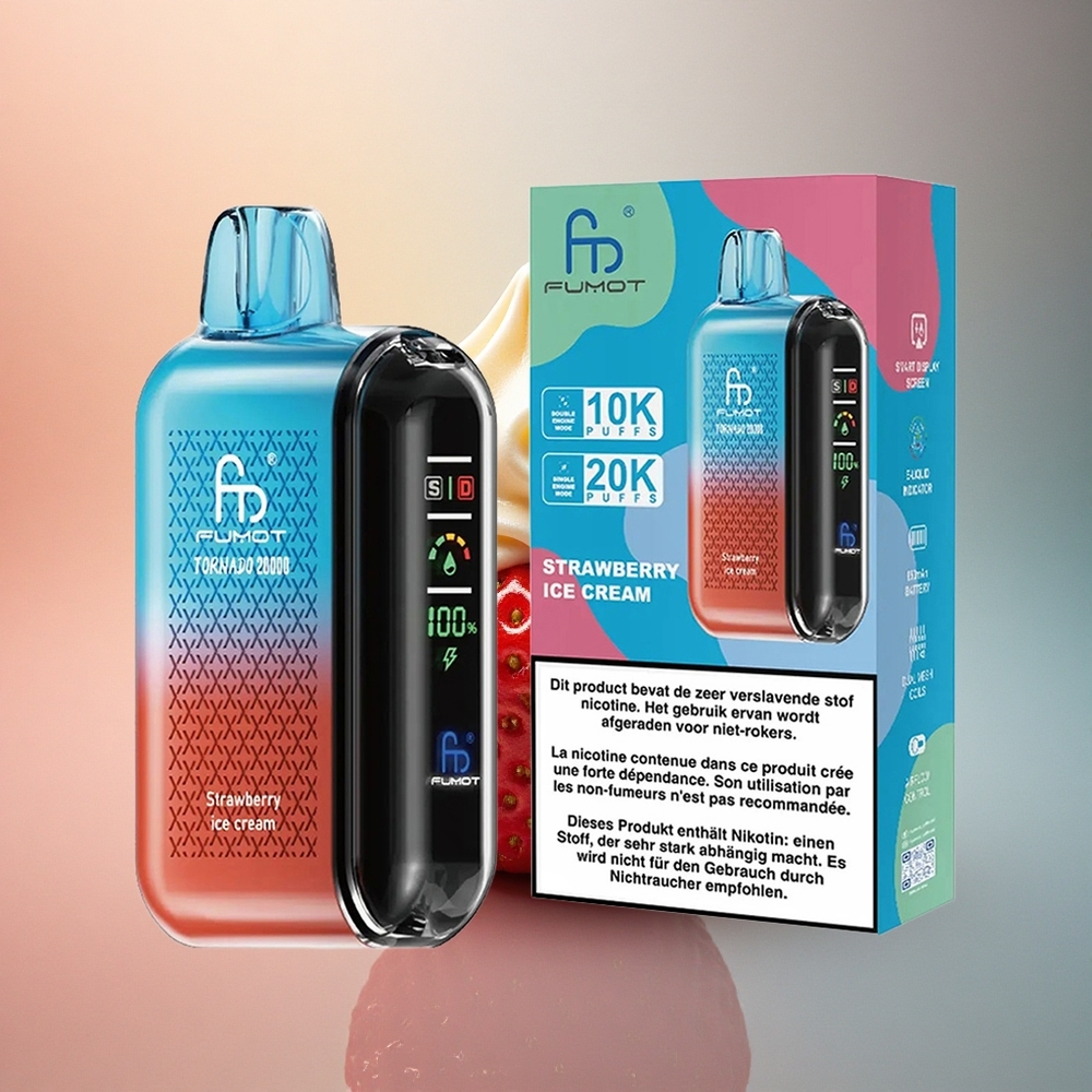 Fumot Tornado 20000 Puffs Maasikajäätise Duaalvõrk Mootor 850mAh
