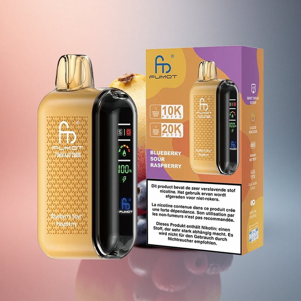 Fumot Tornado 20000 Puffs Mustikas-Hapurabaribal 850mAh Kahekordse Võrkkuumutiga 20ml