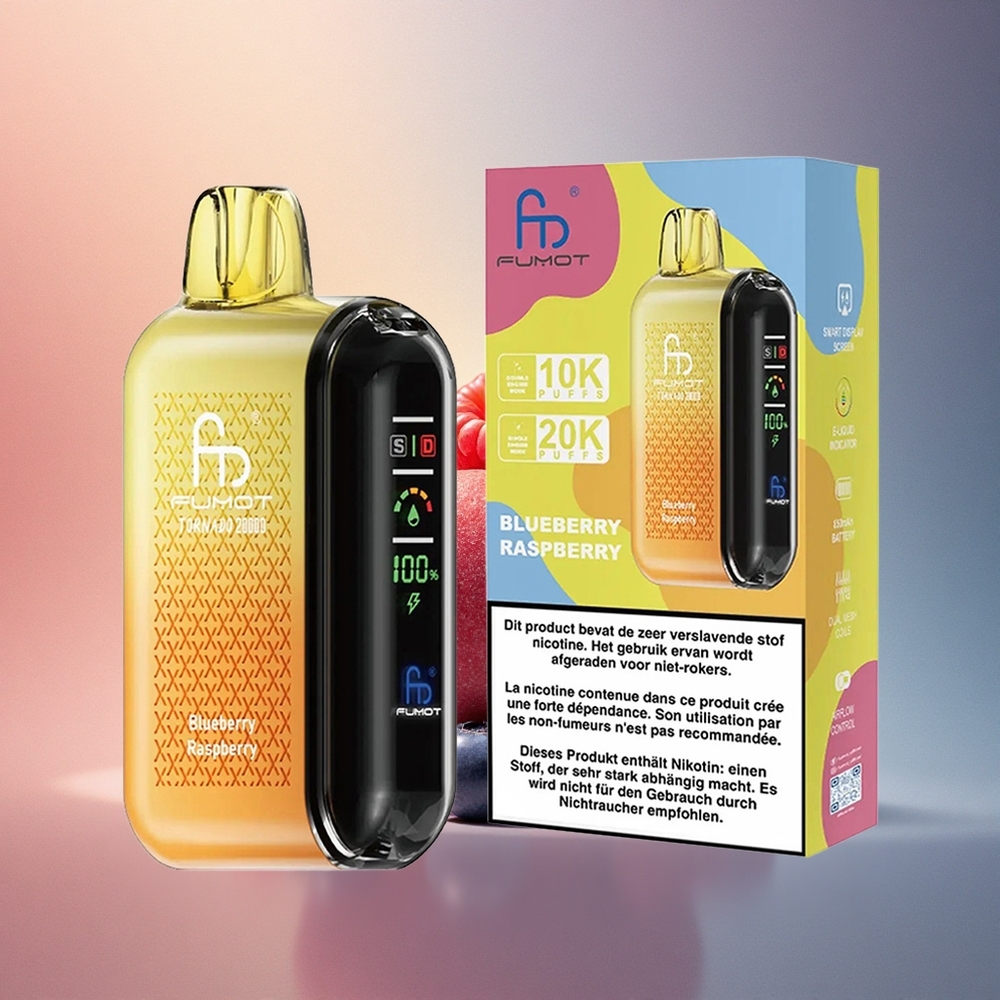 Fumot Tornado 20000 Puffs Mustikas Vaarikas Dual Mesh Coil 850mAh