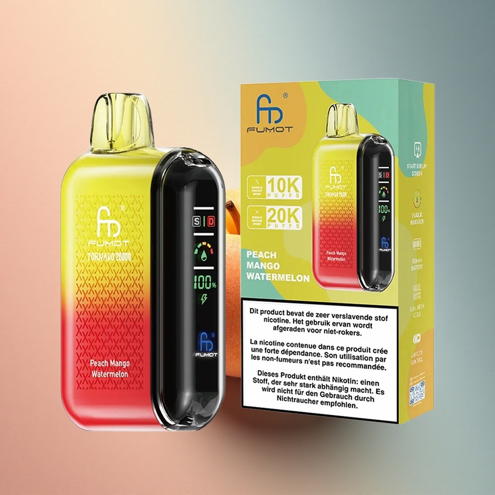 Fumot Tornado 20000 Puffs Virsik-Mango-Arbuus Dual Mesh Coil 850mAh