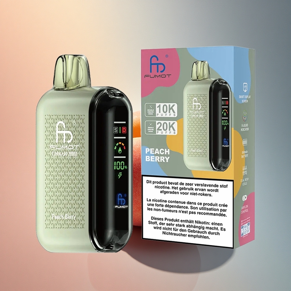 Fumot Tornado 20000 Puffs Virsik-Marjaakud Dual Mesh Coil 850mAh