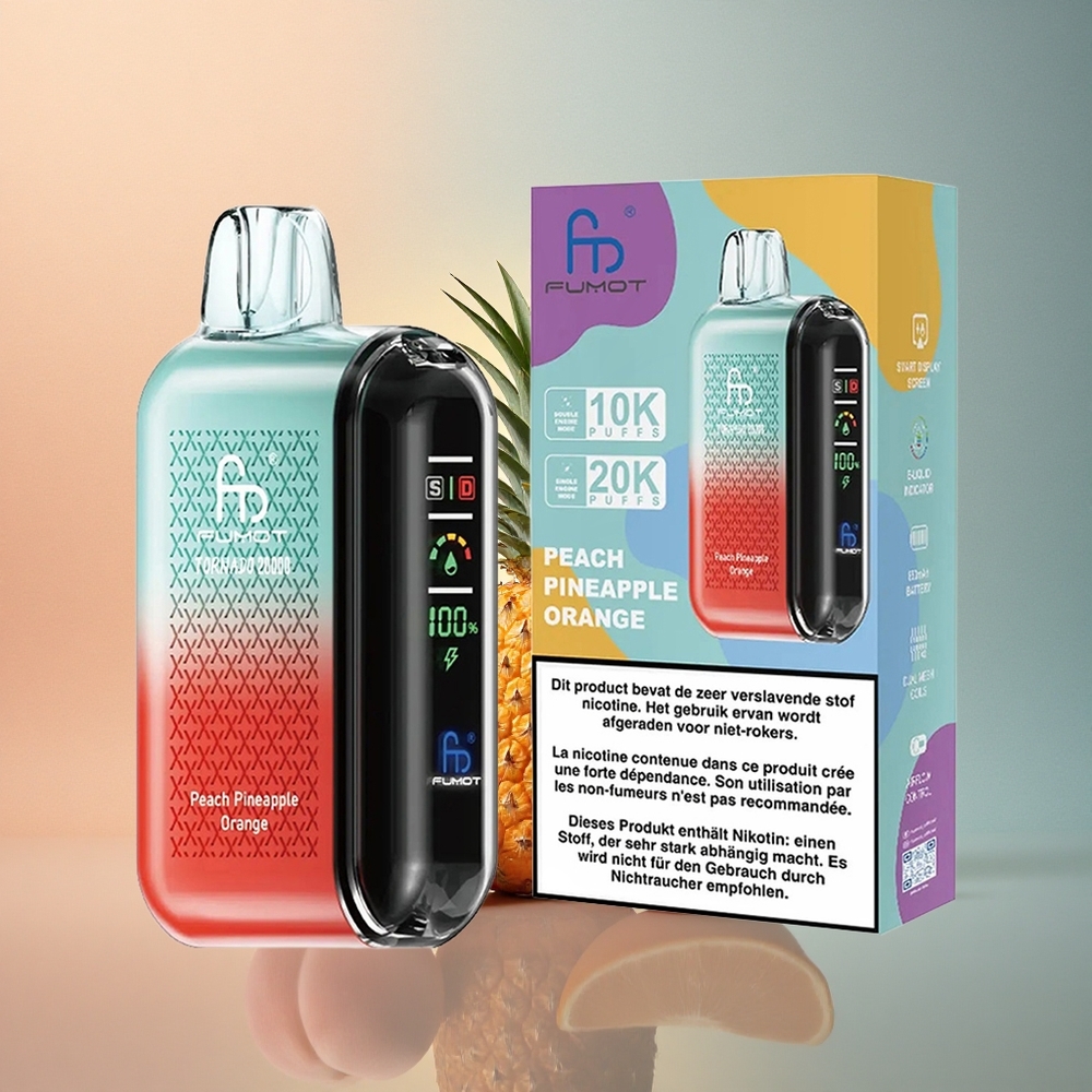Fumot Tornado 20000 Puffs Virss Ananass Apelsin Dual Mesh Coil 850mAh
