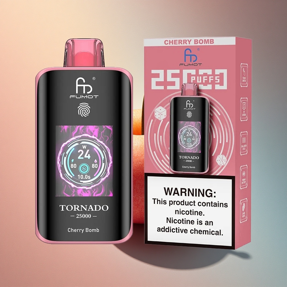 Fumot Tornado 25000 Puffs Kirss-pauk 700mAh 20ml Nikotiin
