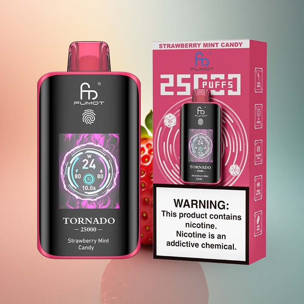 Fumot Tornado 25000 Puffs Maasika-Mündi Kompvek 700mAh 20ml Nikotiin
