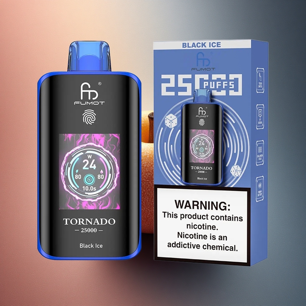 Fumot Tornado 25000 Puffs Must Jää 700mAh 20ml Nikotiin