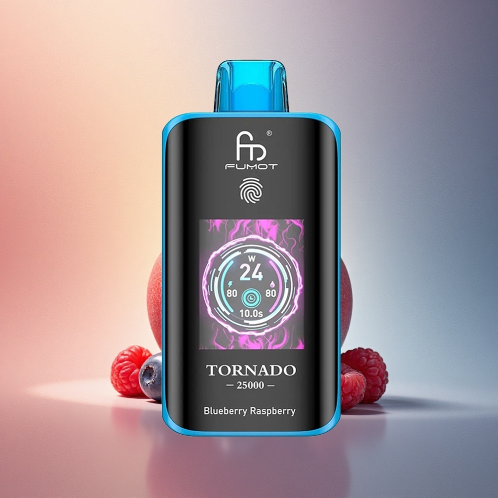 Fumot Tornado 25000 Puffs Mustika Vaarikas HD Ekraan 700mAh 20ml Nikotiin