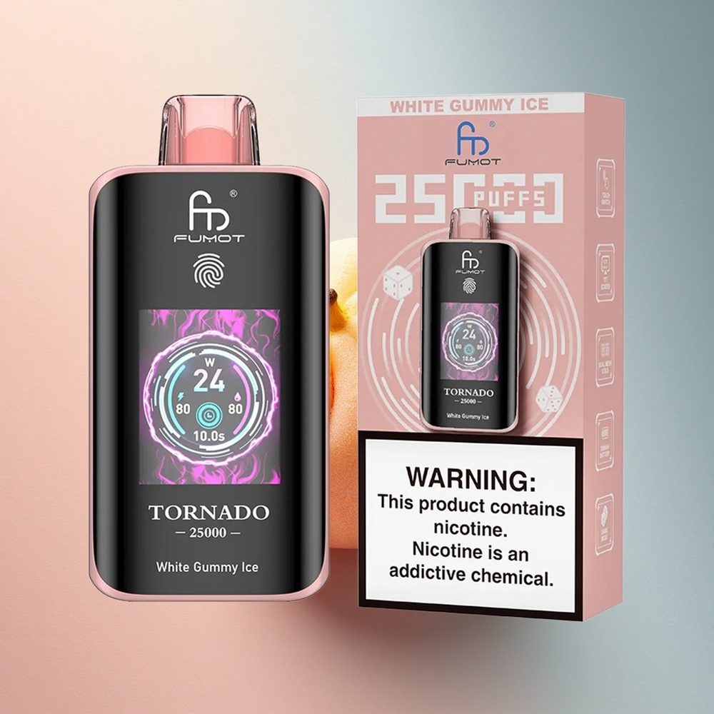 Fumot Tornado 25000 Puffs Valge Kommi Jää 700mAh 20ml Nikotiiniga