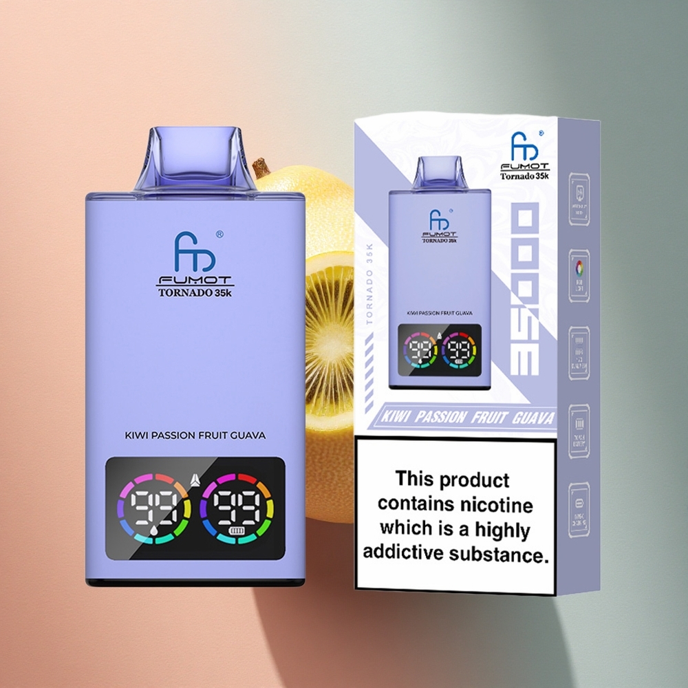 Fumot Tornado 35000 Puffs Kivi-Maracuya-Guava Kahekordse Võrkkuumutiga Kiud USB-C Laadimisega 700 mAh