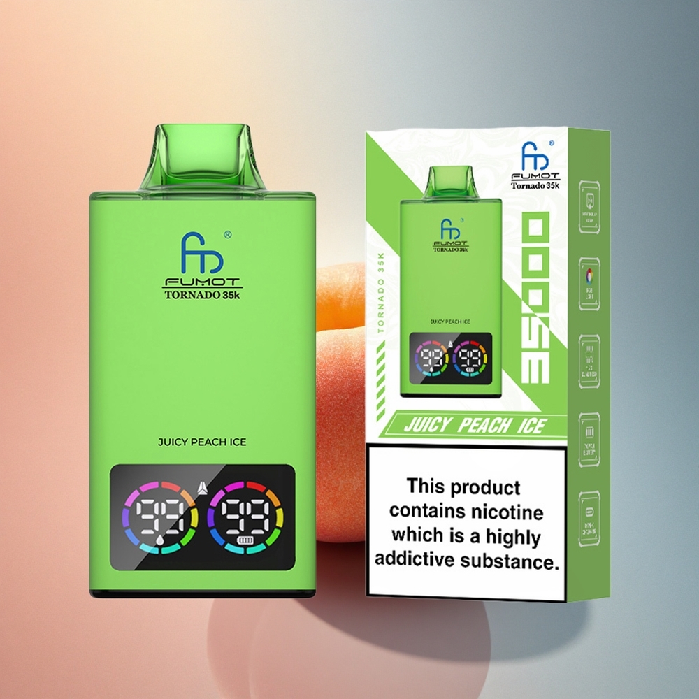 Fumot Tornado 35000 Puffs Mahlakas Virsiku Jää 15ml Dual Mesh Coil 700mAh