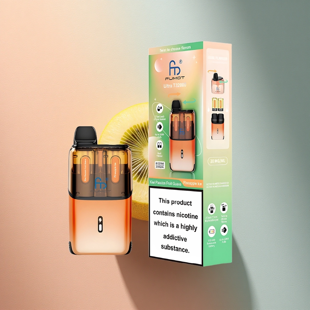Fumot Ultra T32000 Puffs Kiivi-Maracujõa-Guava-Ananass Jää 800mAh 24ml 20mg nikotiini