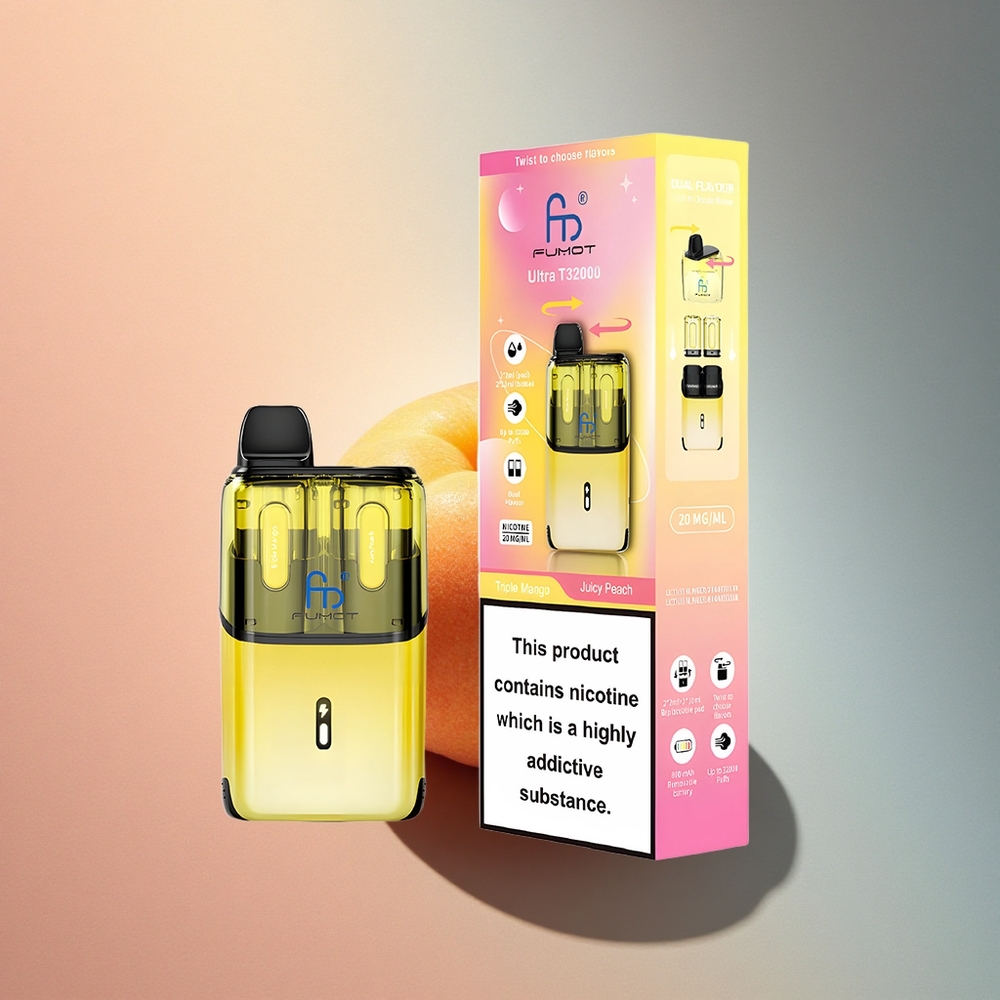Fumot Ultra T32000 Puffs Kolmik-Mango - Märjane Virsik koos 800mAh aku ja 24ml e-vedelikuga