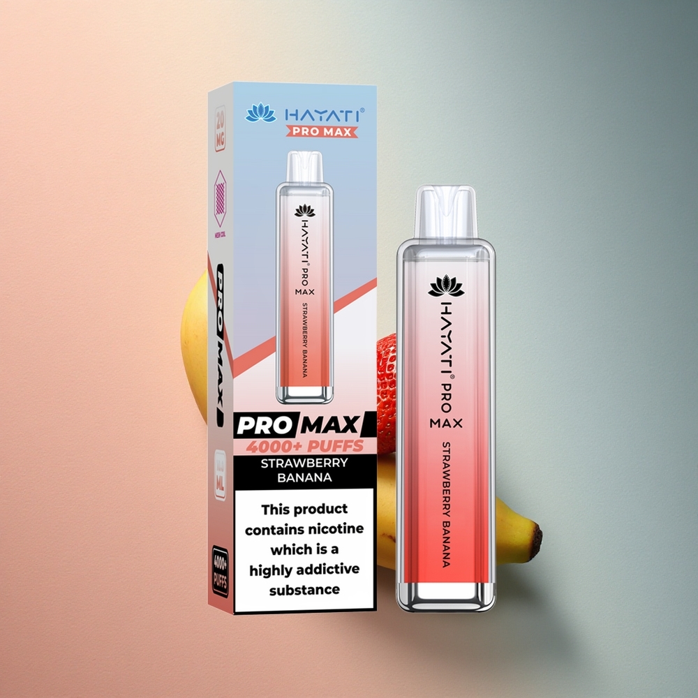 Hayati Pro Max 4000 Puffs Maasika-Banaani Dual Coil 1400mAh 2ml