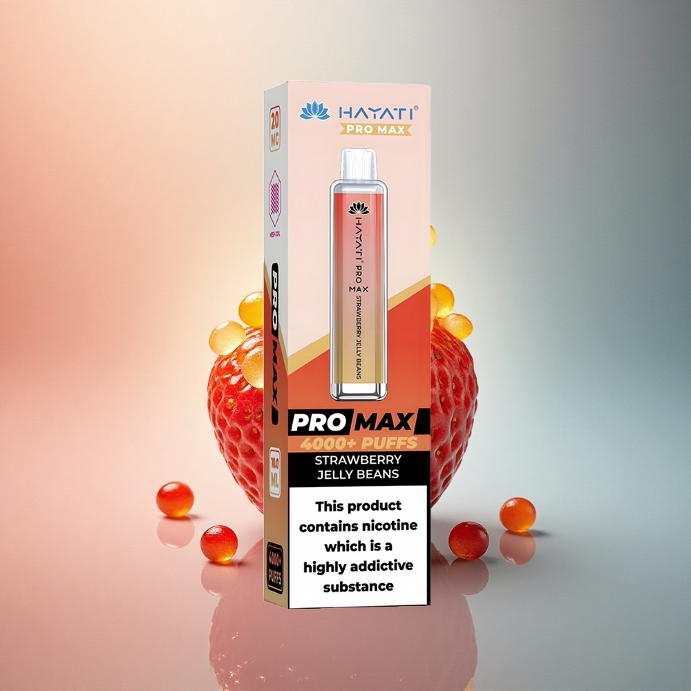 Hayati Pro Max 4000 Puffs Maasika Marmelaadibatoonid 1400mAh Laetav 2% Nikotiini