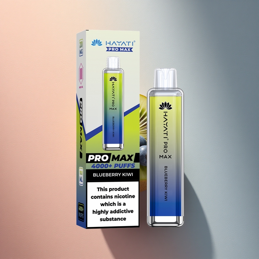 Hayati Pro Max 4000 Puffs Mustikas Kiivi Dual Coil 1400mAh 2ml