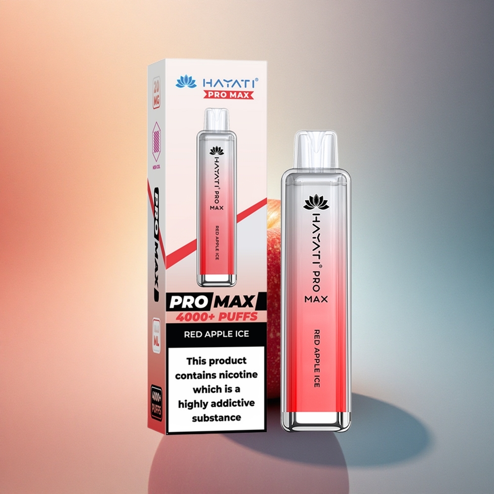 Hayati Pro Max 4000 Puffs Punase õuna jää vahelduvvooluga 1400mAh aku ja 2ml paak