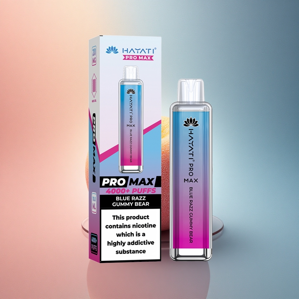 Hayati Pro Max 4000 Puffs Sinine Rammusgummikaru 5% Nikotiini 1400mAh