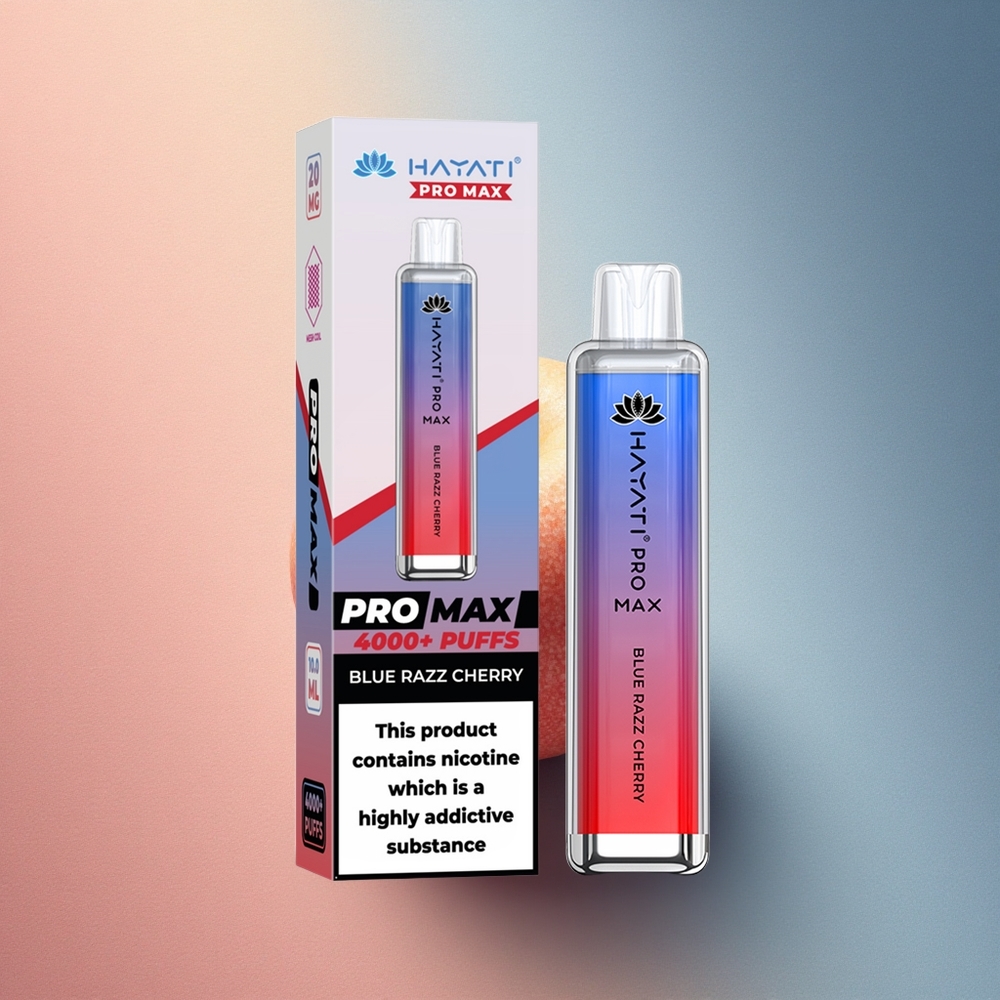Hayati Pro Max 4000 Puffs Sinised Vaarika-Mesh 1400mAh Akuga