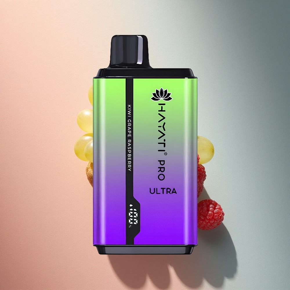 Hayati Pro Ultra 15000 Puffs Kivi Viinamarja Vaarikas 850mAh 2% nikotiini