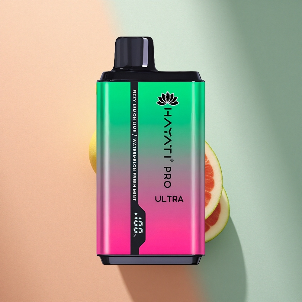 Hayati Pro Ultra 15000 Puffs Värskendav Sidruni-Laimi-Arbuusi-Mündi 850mAh 2% nikotiini
